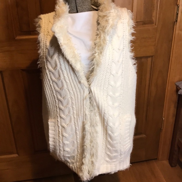 Umgee Reversible Vest Large Soft Sweater Cream - Picture 7 of 15